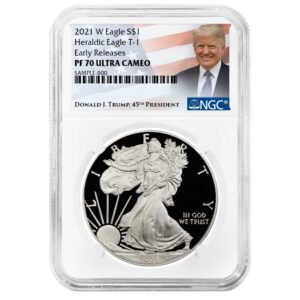 2021-W Proof $1 Type 1 American Silver Eagle NGC PF70UC ER Trump Label