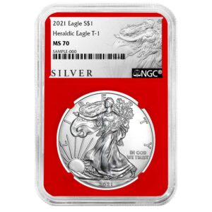 2021 $1 Type 1 American Silver Eagle NGC MS70 ALS Label Red Core