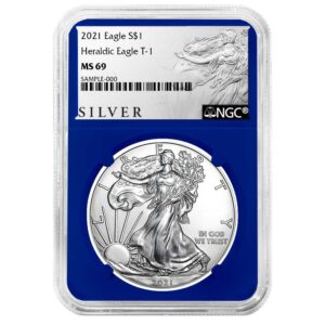 2021 $1 Type 1 American Silver Eagle NGC MS69 ALS Label Blue Core