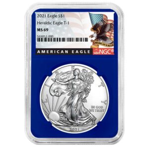 2021 $1 Type 1 American Silver Eagle NGC MS69 Black Label Blue Core