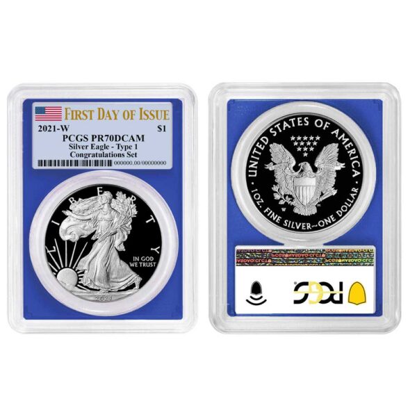 2021-W Proof $1 Type 1 American Silver Eagle Congratulations Set
