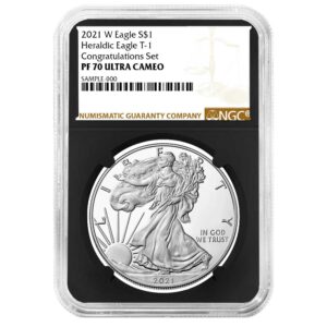 2021-W Proof $1 Type 1 American Silver Eagle Congratulations Set NGC PF70UC Brown Label Retro Core