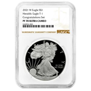 2021-W Proof $1 Type 1 American Silver Eagle Congratulations Set NGC PF70UC Brown Label