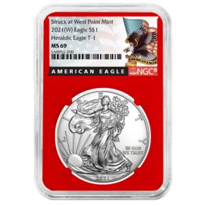 2021 (W) $1 Type 1 American Silver Eagle NGC MS69 Black Label Red Core
