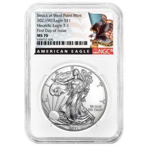 2021 (W) $1 Type 1 American Silver Eagle NGC MS70 FDI Black Label