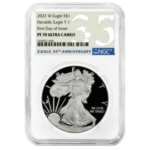 2021-W Proof $1 Type 1 American Silver Eagle NGC PF70UC FDI 35th Anniversary Label