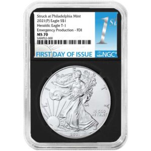 2021 (P) $1 American Silver Eagle NGC MS70 Emergency Production FDI First Label Retro Core