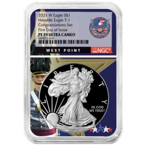 2021-W Proof $1 Type 1 American Silver Eagle Congratulations Set NGC PF70UC FDI West Point Core
