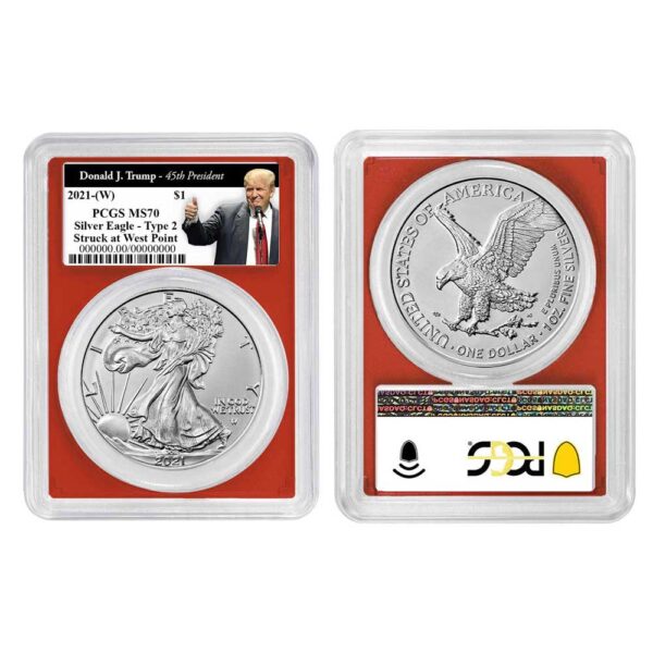 2021 (W) $1 Type 2 American Silver Eagle PCGS MS70 Trump 45th