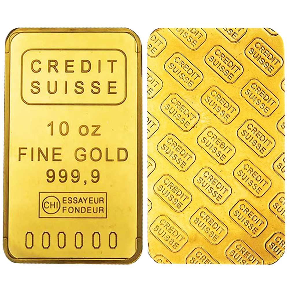 10 Troy oz Credit Suisse Gold Bar .9999 Fine Image 3