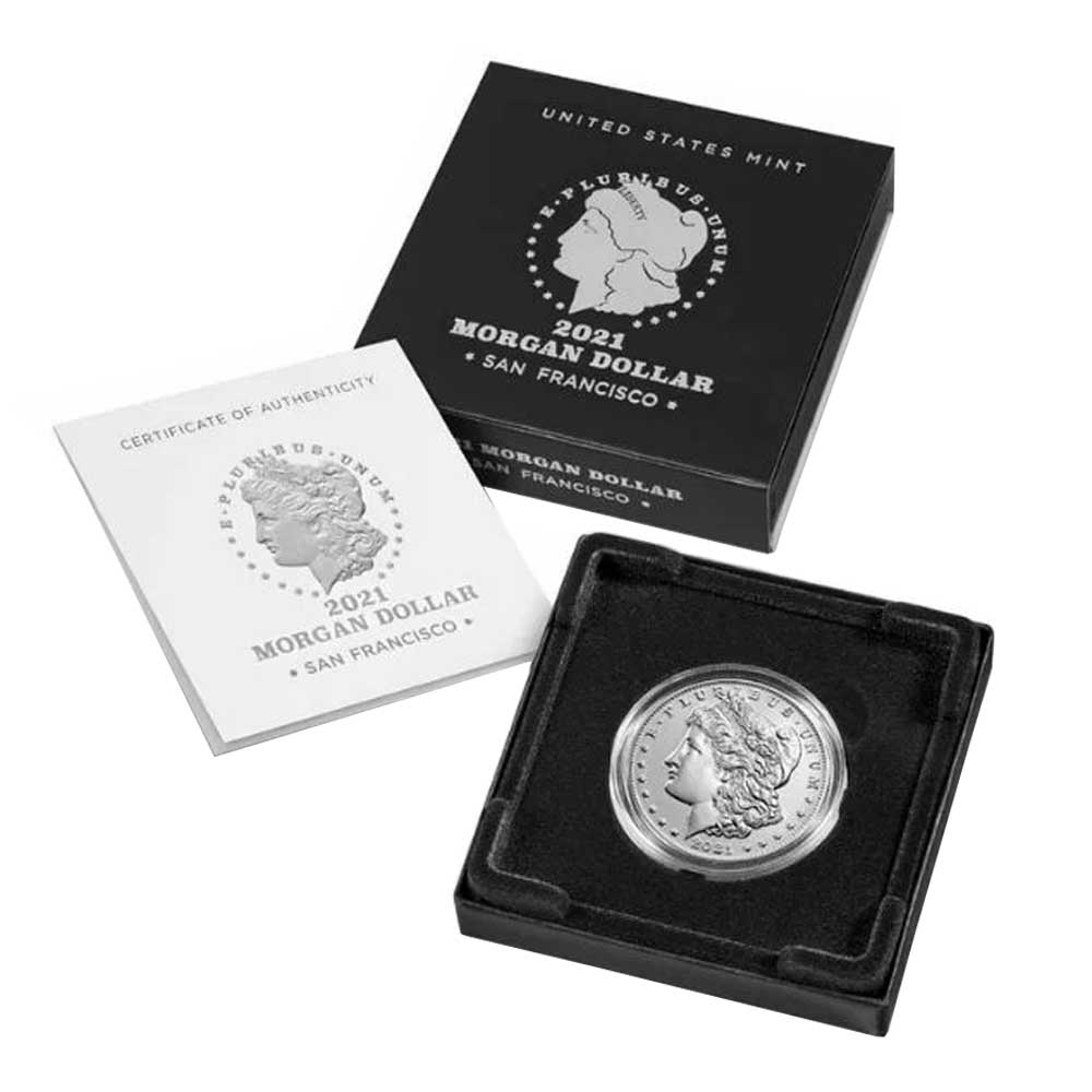 2021-S $1 Morgan Silver Dollar Box, OGP & COA - Pinehurst Coins