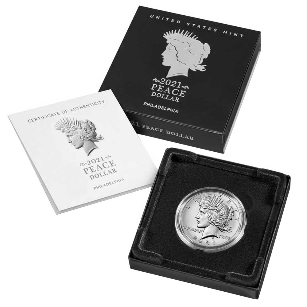 2021 $1 Peace Silver Dollar Box, OGP & COA - Pinehurst Coins