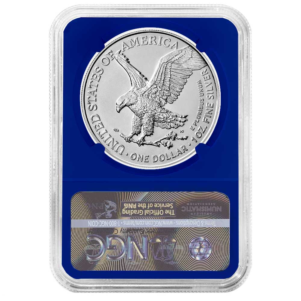 2021 (W) $1 Type 2 American Silver Eagle NGC MS70 Trump Label Blue