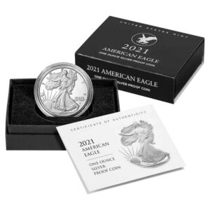 2021-S Proof $1 Type 2 American Silver Eagle Box, OGP & COA