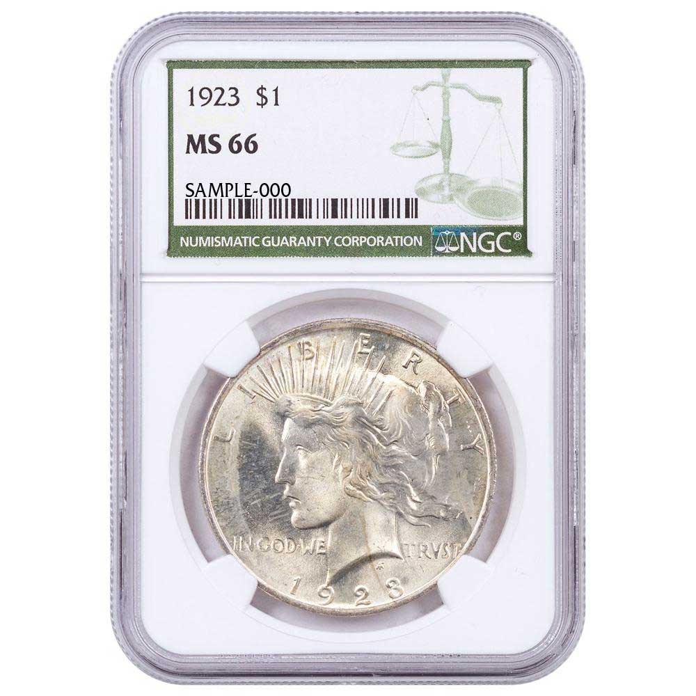 1923-P $1 Peace Silver Dollar NGC MS66 Green Label - Pinehurst Coins