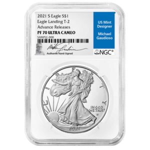 2021-S Proof $1 Type 2 American Silver Eagle NGC PF70UC AR Gaudioso Signature Label