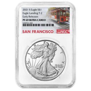 2021-S Proof $1 Type 2 American Silver Eagle NGC PF69UC ER Trolley Label