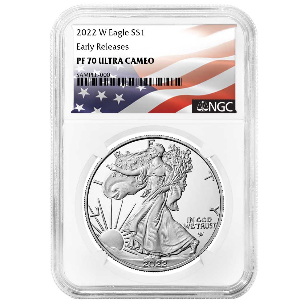 2022-W Proof $1 American Silver Eagle NGC PF70UC ER Flag Label