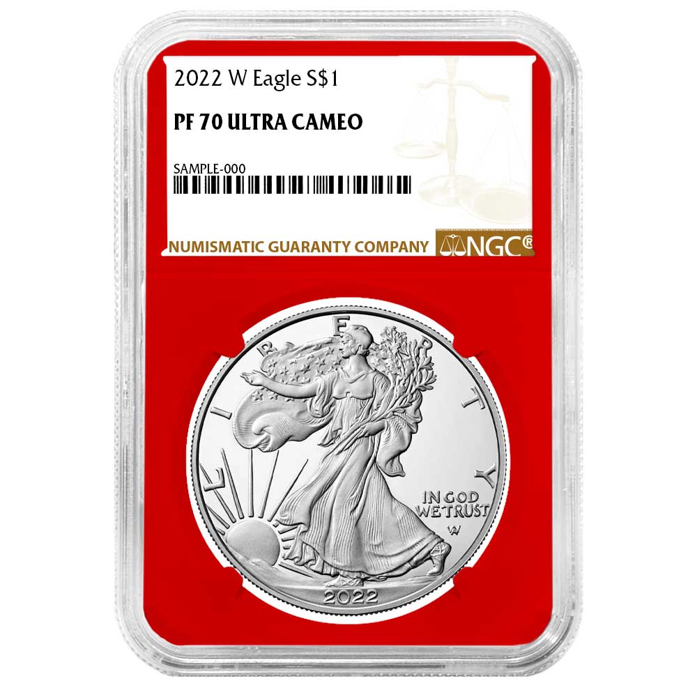 2022-W Proof $1 American Silver Eagle NGC PF70UC Brown Label Red Core
