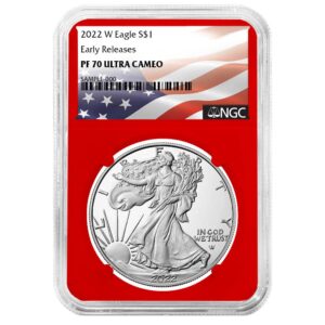 2022-W Proof $1 American Silver Eagle NGC PF70UC ER Flag Label Red Core