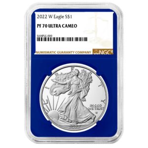 2022-W Proof $1 American Silver Eagle NGC PF70UC Brown Label Blue Core