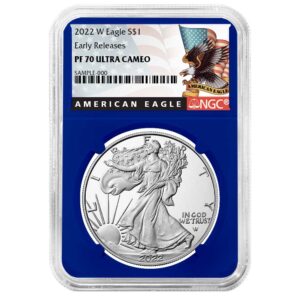 2022-W Proof $1 American Silver Eagle NGC PF70UC ER Black Label Blue Core