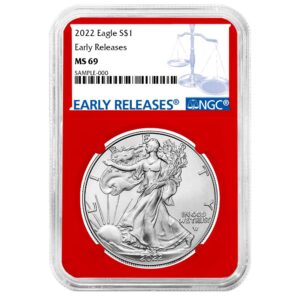 2022 $1 American Silver Eagle NGC MS69 ER Blue Label Red Core