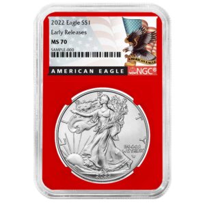 2022 $1 American Silver Eagle NGC MS70 ER Black Label Red Core