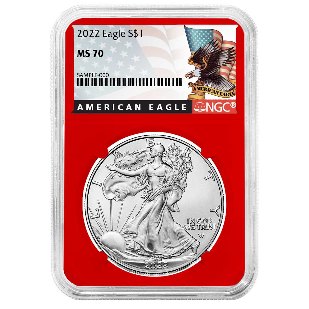 2022 $1 American Silver Eagle NGC MS70 Black Label Red Core