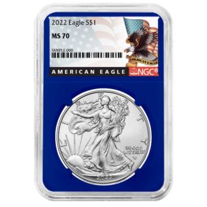 2022 $1 American Silver Eagle NGC MS70 Black Label Blue Core