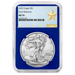 2022 $1 American Silver Eagle NGC MS70 ER West Point Star Label Blue Core