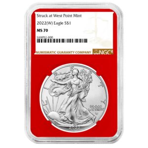 2022 (W) $1 American Silver Eagle NGC MS70 Brown Label Red Core