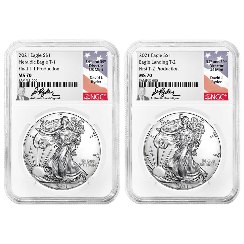【新品】Silver Eagle シルバーイーグル銀貨2021PCGS MS70 2021 Silver Eagle Type 2 First Day of Release MS70 NGC Flag Core