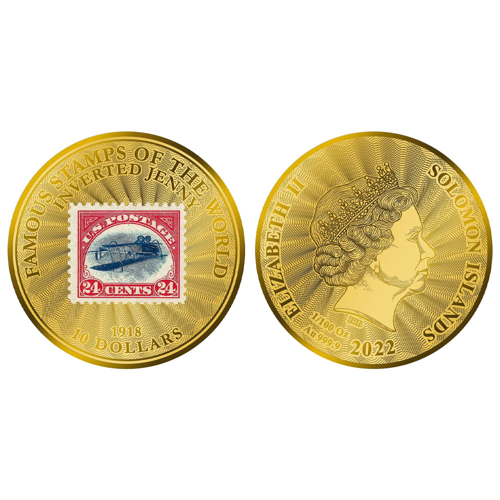 2022 $10 Most Famous Stamps Inverted Jenny Gold Coin - Pinehurst Coins