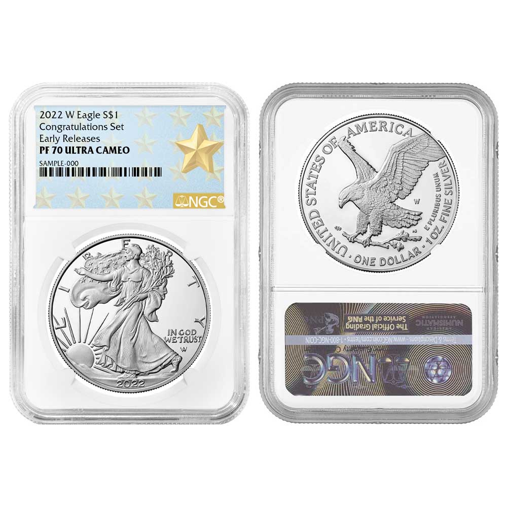 Agu☺︎ 2022-W Proof $1 American Silver Eagle Congratulations Set NGC
