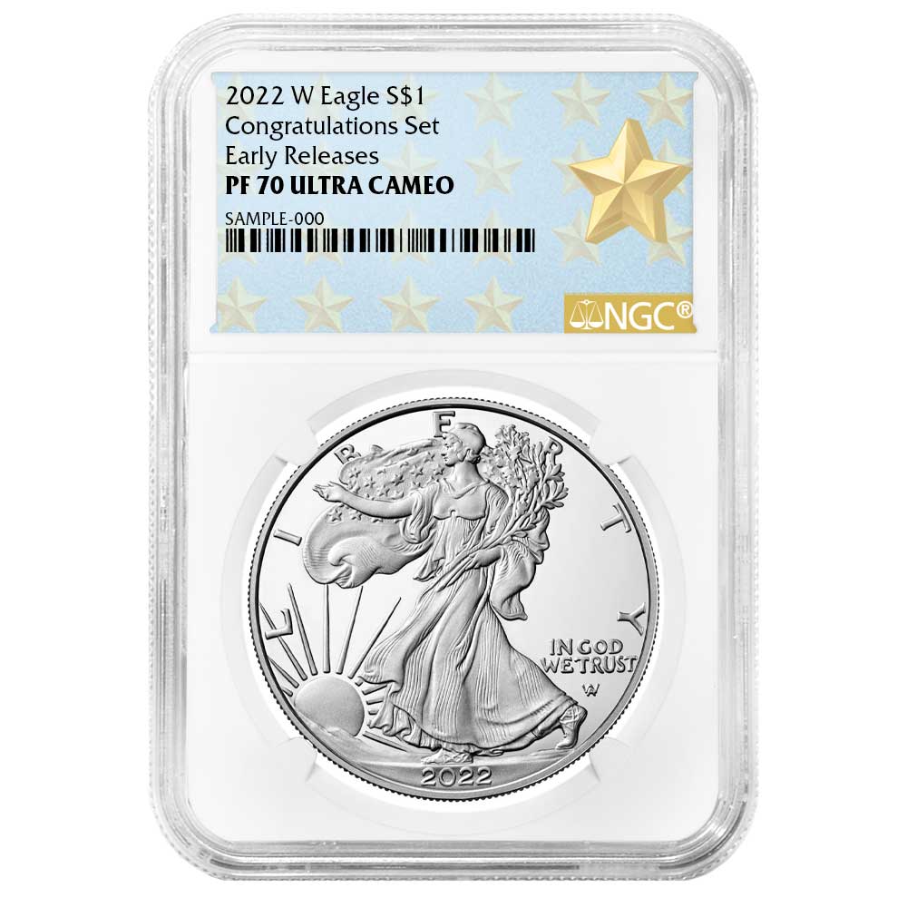 2022-W Proof $1 American Silver Eagle Congratulations Set NGC