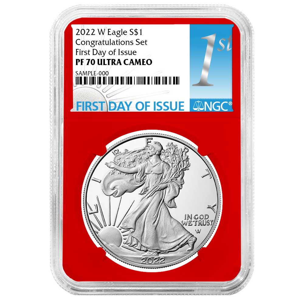 2022-W Proof $1 American Silver Eagle Congratulations Set NGC PF70UC FDI First Label Red Core