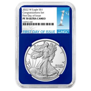 2022-W Proof $1 American Silver Eagle Congratulations Set NGC PF70UC FDI First Label Blue Core
