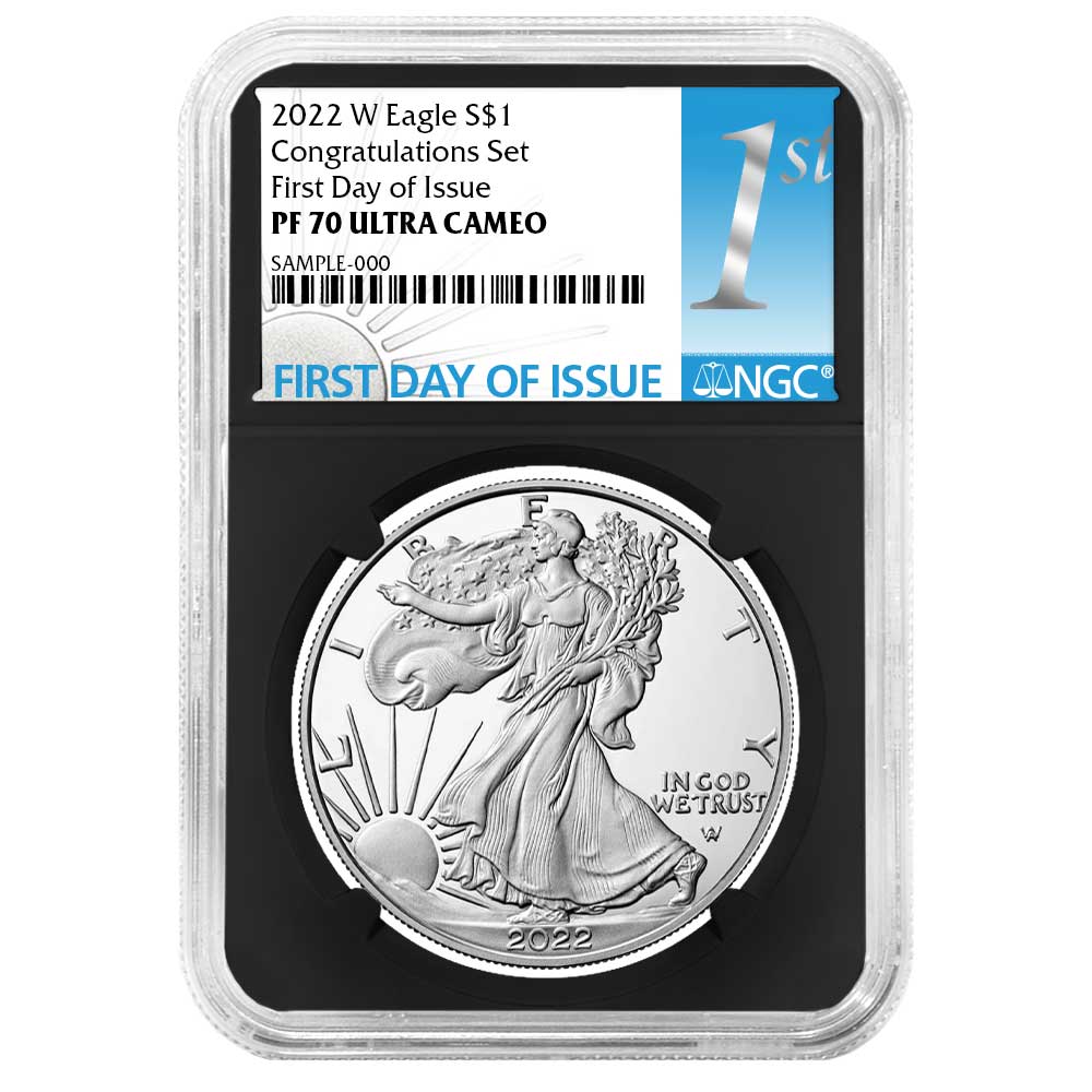 2022-W Proof $1 American Silver Eagle Congratulations Set NGC PF70UC FDI First Label Retro Core