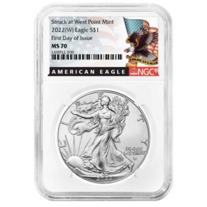 2022 (W) $1 American Silver Eagle NGC MS70 FDI Black Label