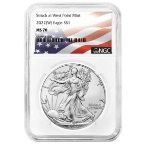 2022 (W) $1 American Silver Eagle NGC MS70 Flag Label