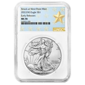 2022 (W) $1 American Silver Eagle NGC MS70 ER West Point Star Label