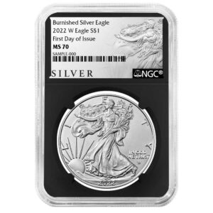 2022-W Burnished $1 American Silver Eagle NGC MS70 FDI ALS Label Retro Core