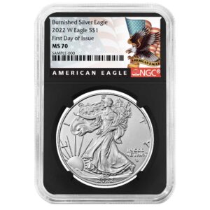 2022-W Burnished $1 American Silver Eagle NGC MS70 ER ALS Label