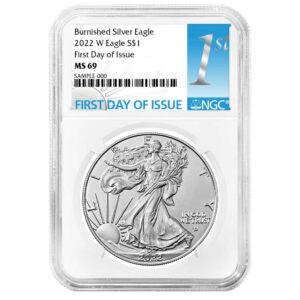2022-W Burnished $1 American Silver Eagle NGC MS69 FDI First Label