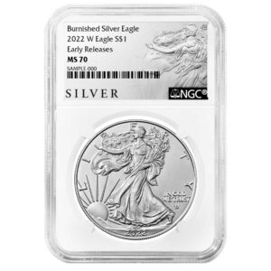2022-W Burnished $1 American Silver Eagle NGC MS70 ER ALS Label
