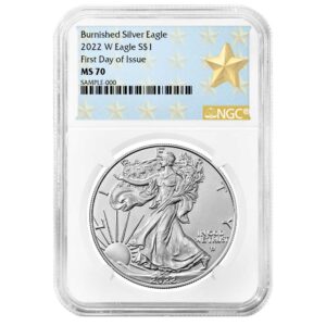 2022-W Burnished $1 American Silver Eagle NGC MS70 FDI West Point Star Label