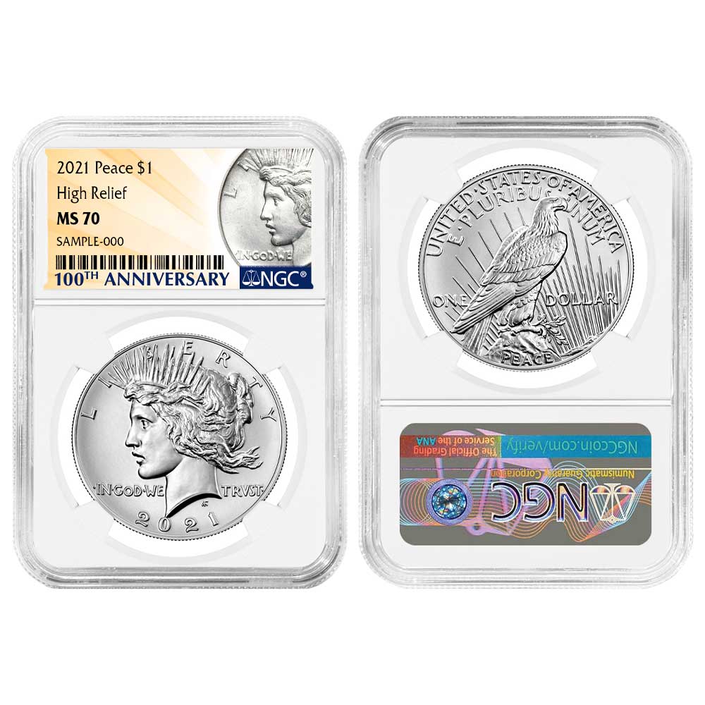 2021 $1 Morgan and Peace Silver Dollar 6pc Set NGC MS70 100th Anni