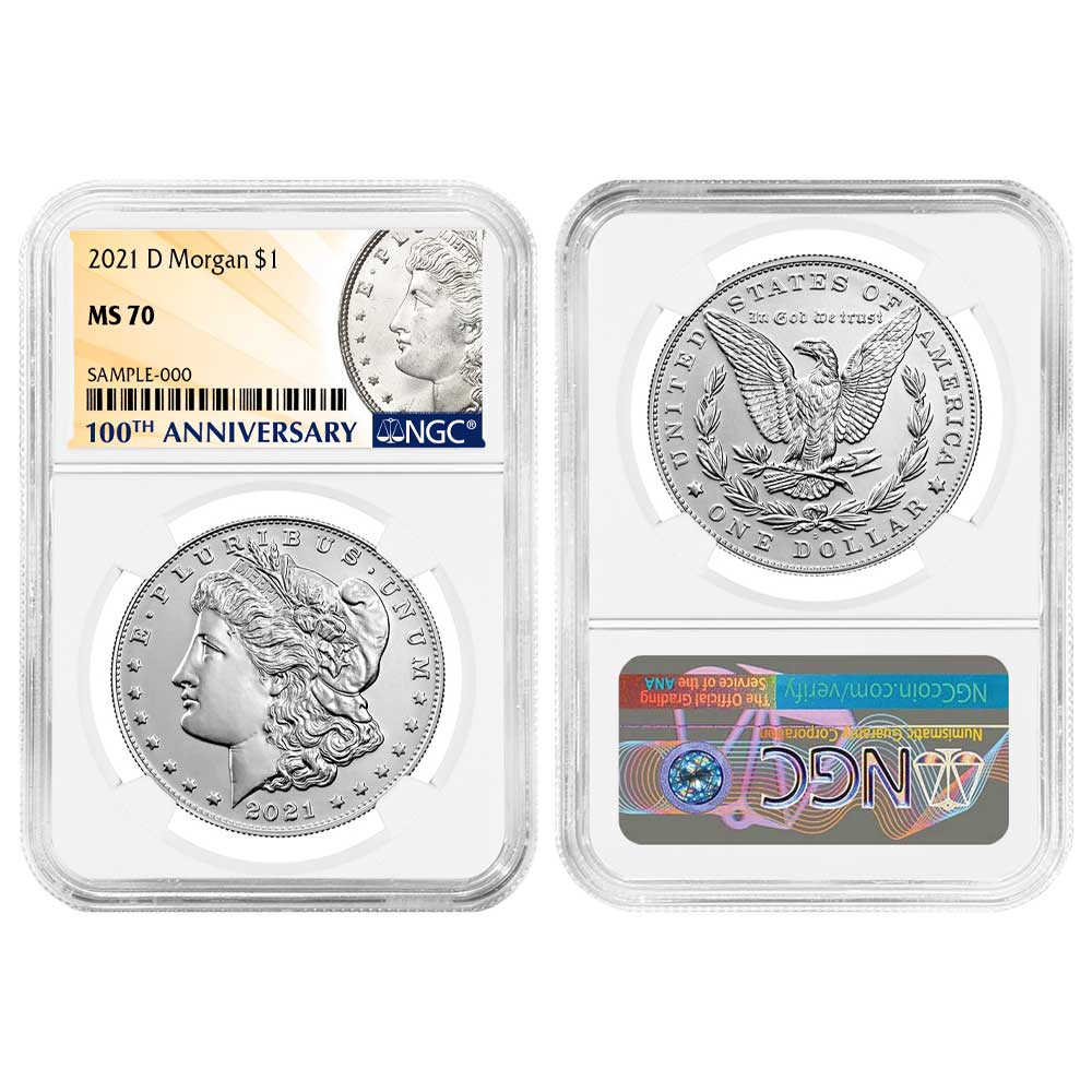 2021-D $1 Morgan Silver Dollar NGC MS70 100th Anni. Label