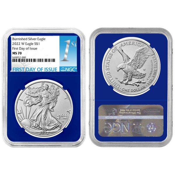 2022-W Burnished $1 American Silver Eagle NGC MS70 FDI First Label
